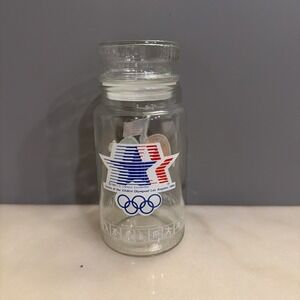 Vintage 1980 M&M Glass Jar With Lid LA Los Angeles Summer Olympics 1984